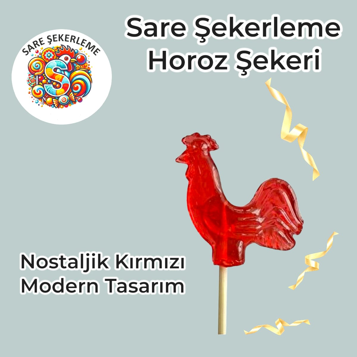 60 adet nostaljik horoz Şekeri 12 gr – 3d Çift taraflı (midi paket)